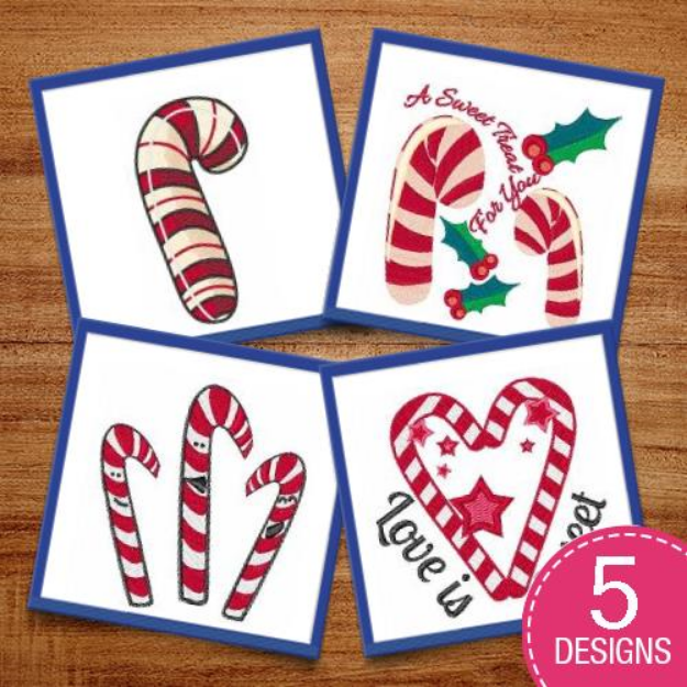 Picture of Christmas Candy Canes Embroidery Design Pack
