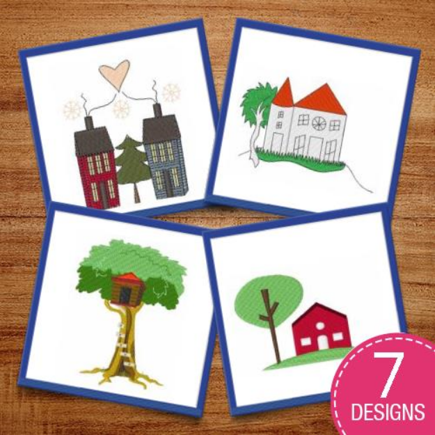 Picture of Neighborhood Homes Embroidery Design Pack