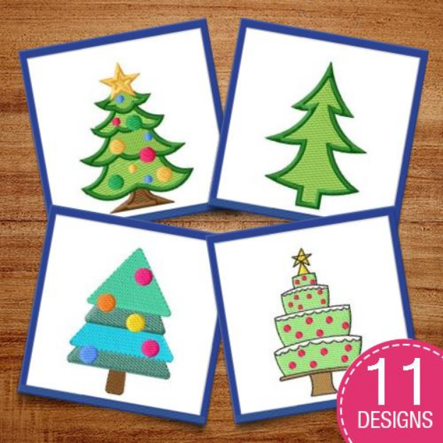 Picture of Festive Holiday Trees Embroidery Design Pack