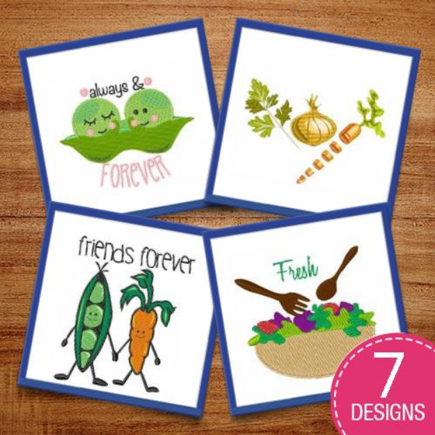 Picture of Fresh Veggies From The Garden Embroidery Design Pack