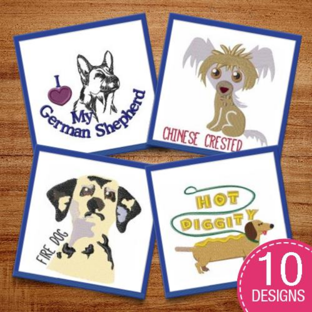 Picture of Playful Pooches Embroidery Design Pack