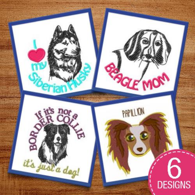 Picture of Cute Dog Heads Embroidery Design Pack