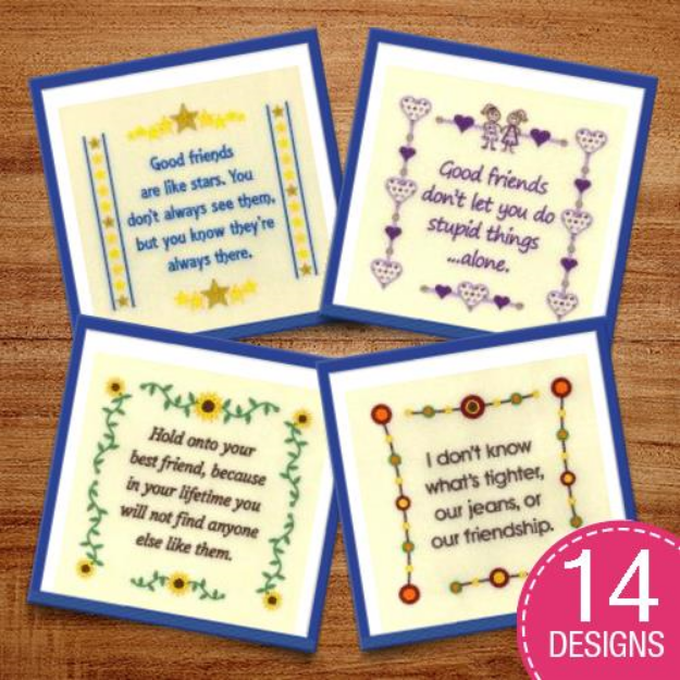 Picture of Friendship Sayings 2 Embroidery Design Pack
