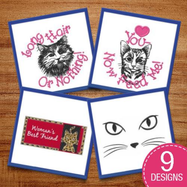 Picture of Purrfectly Cute Cats Embroidery Design Pack