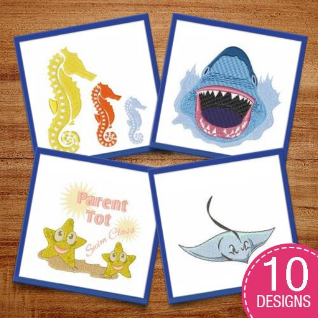 Picture of Aquatic Creatures Embroidery Design Pack