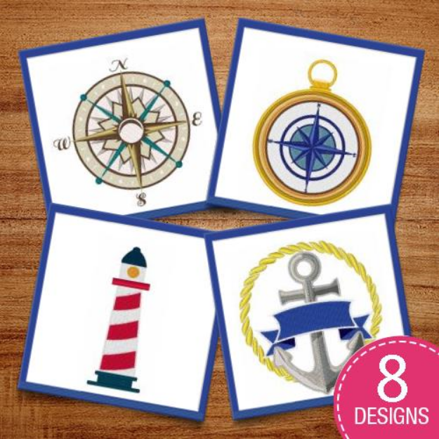 Picture of Nautical Symbols & Scenes Embroidery Design Pack