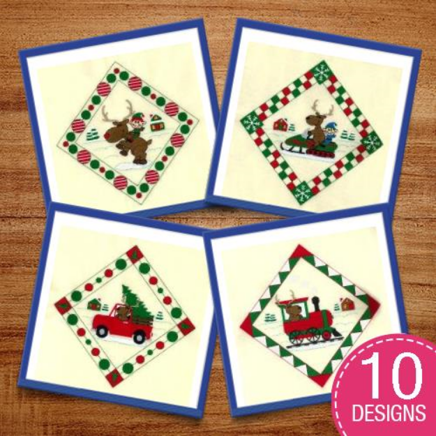 Picture of Reindeer Potholders Embroidery Design Pack
