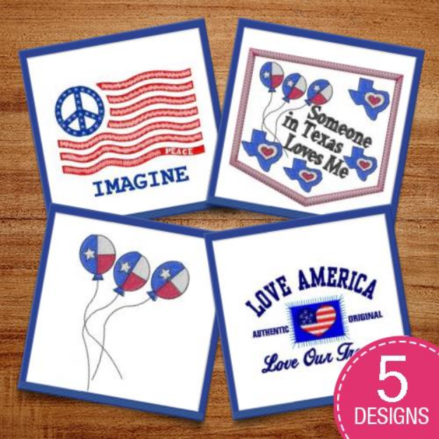 Picture of Peace, Love & The American Flag Embroidery Design Pack