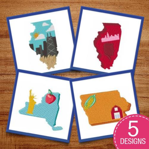 Picture of US States and Landmarks Embroidery Design Pack