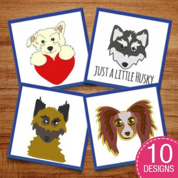 Picture of Crazy Cartoon Dogs Embroidery Design Pack