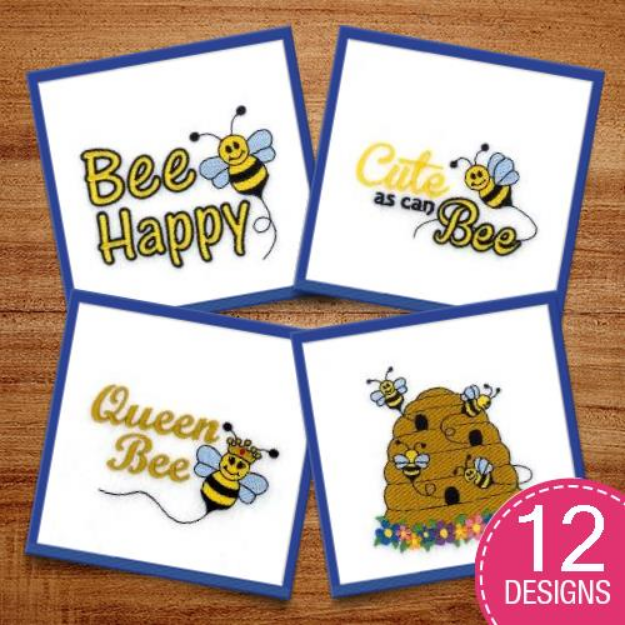 Picture of Busy Bees Embroidery Design Pack