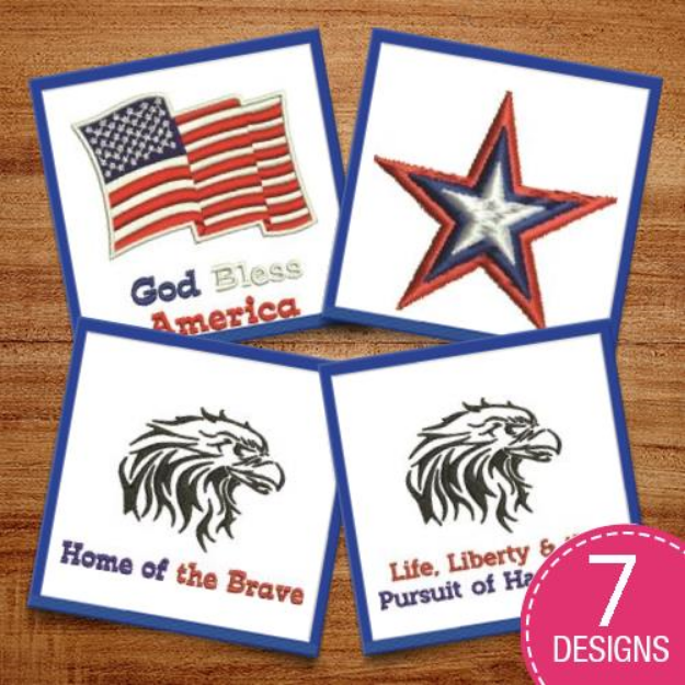 Picture of Patriotic American Eagles Embroidery Design Pack