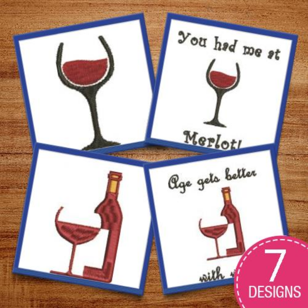 Picture of Age Gets Better With Wine Embroidery Design Pack