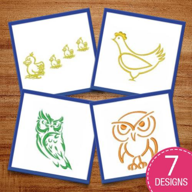 Picture of Cool Bird Outlines Embroidery Design Pack