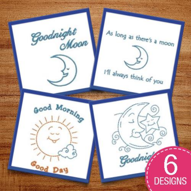 Picture of Good Night, Good Morning! Embroidery Design Pack