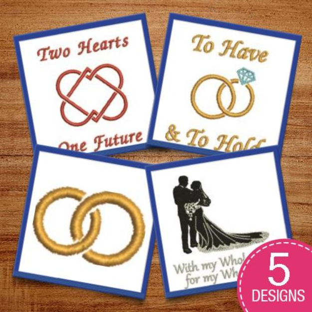 Picture of Two Hearts, One Wedding Embroidery Design Pack