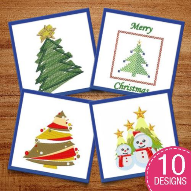 Picture of Happy Holiday Trees Embroidery Design Pack