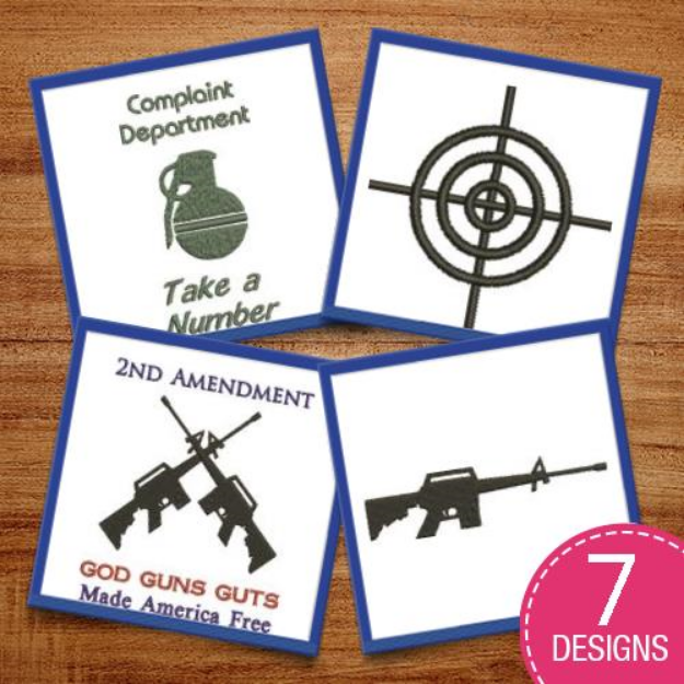 Picture of Military Guns & Weapons Embroidery Design Pack