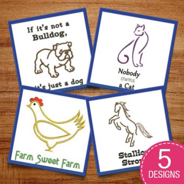 Picture of Adorable Animal Outlines Embroidery Design Pack