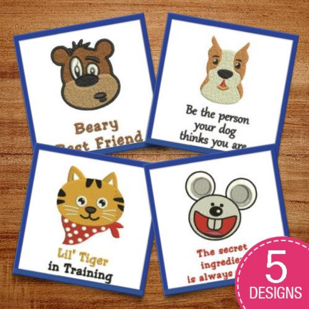 Picture of Fun Animal Heads Embroidery Design Pack