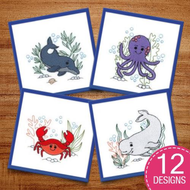 Picture of Adorable Sea Creatures Embroidery Design Pack