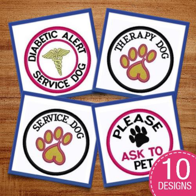 Picture of Service Dog Pack 7 Embroidery Design Pack