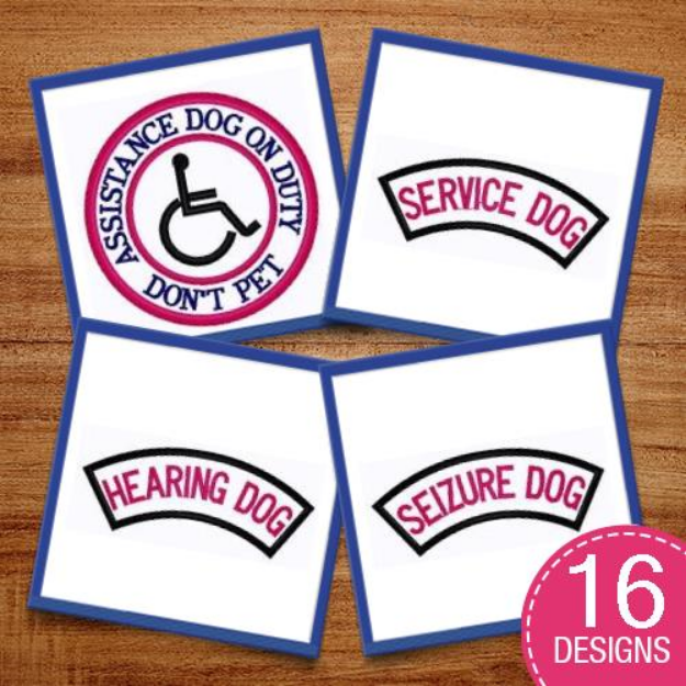Picture of Service Dog Pack 12 Embroidery Design Pack