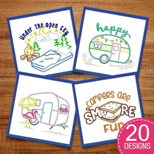 Picture of Camping Embroidery Design Pack