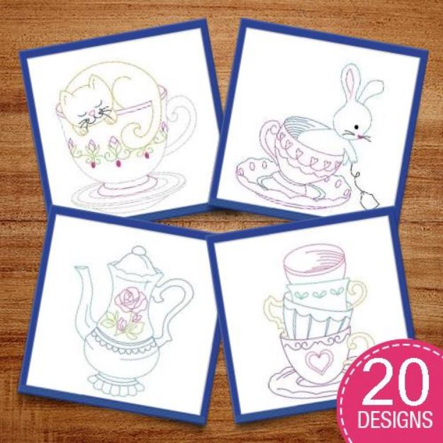 Picture of Whimsical Tea Embroidery Design Pack