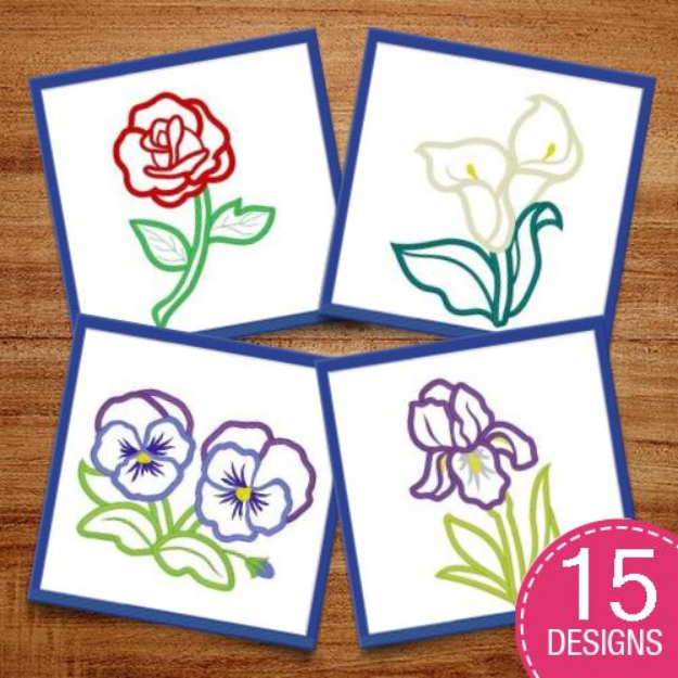 Picture of Applique Flowers Embroidery Design Pack