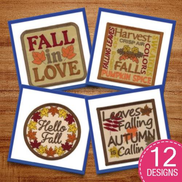 Picture of Fall Drink Coasters Embroidery Design Pack