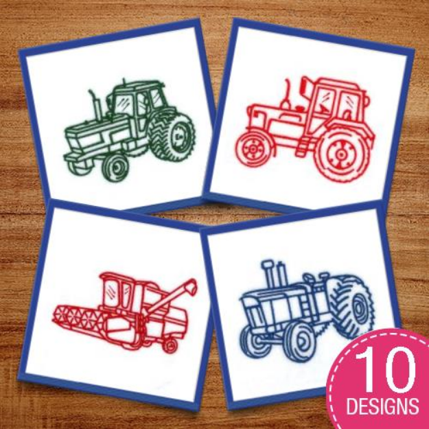 Picture of Farm Machinery Outlines Embroidery Design Pack
