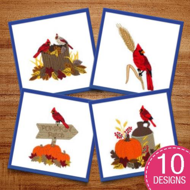 Picture of Fall Cardinals Embroidery Design Pack