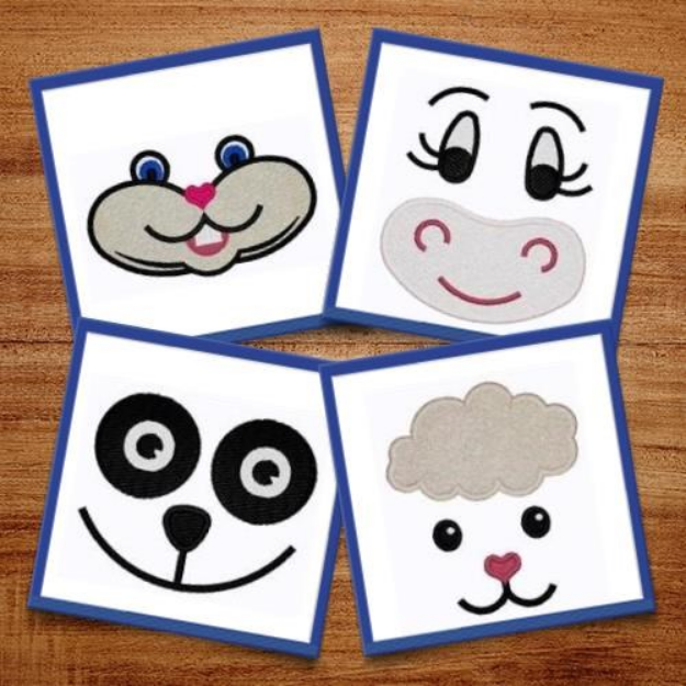 Picture of Animal Doll Faces 2 Embroidery Design Pack
