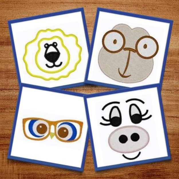 Picture of Animal Doll Faces 3 Embroidery Design Pack