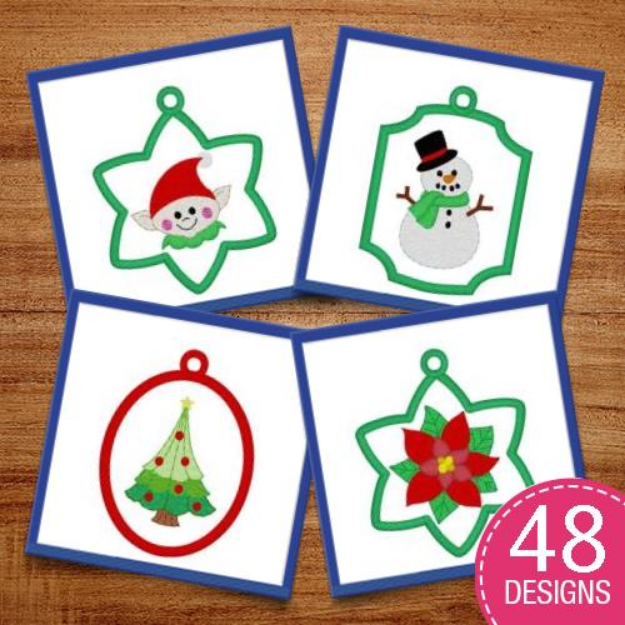 Picture of Applique Christmas Tree Ornaments Embroidery Design Pack