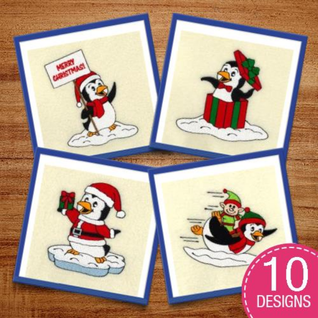Picture of Christmas Penguins Embroidery Design Pack