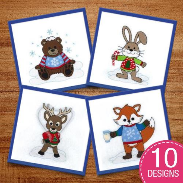 Picture of Critters in Ugly Christmas Sweaters Embroidery Design Pack
