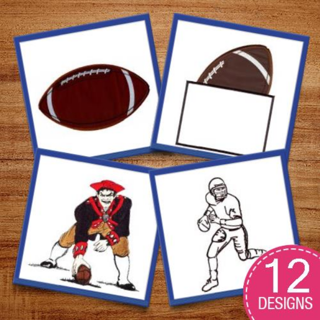 Picture of All About The Football Embroidery Design Pack
