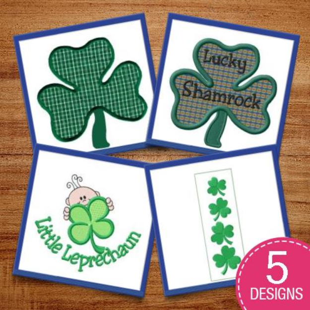 Picture of Lucky Shamrocks Embroidery Design Pack
