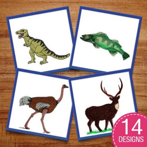 Picture of Wildlife & Dinosaurs Embroidery Design Pack