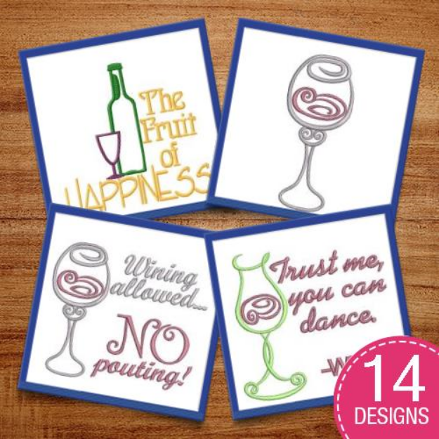 Picture of Say Yes To Wine Embroidery Design Pack