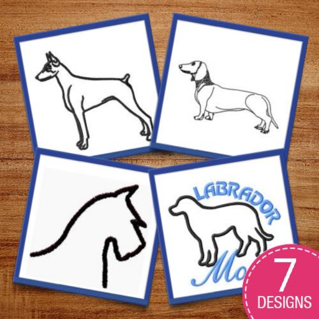 Picture of Outlines Of Canines Embroidery Design Pack