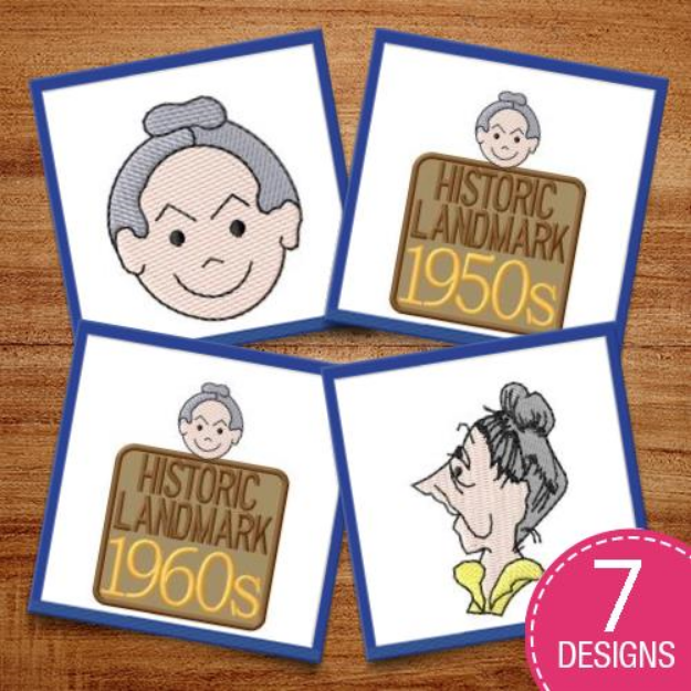 Picture of Funny Elderly Women Embroidery Design Pack