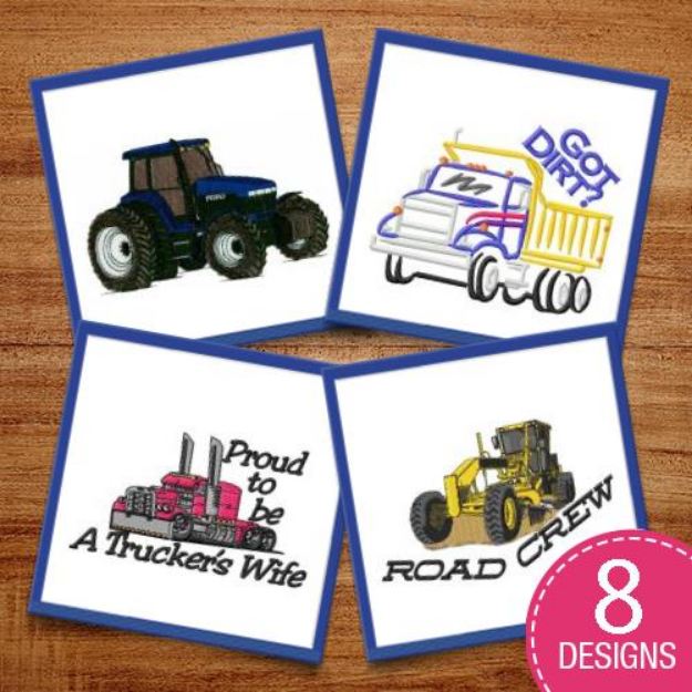 Picture of Tractors & Construction Vehicles Embroidery Design Pack