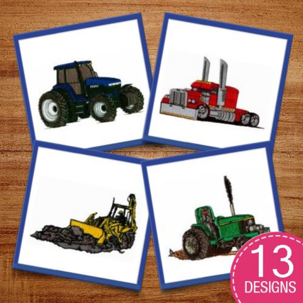 Picture of Larger Than Life Vehicles Embroidery Design Pack