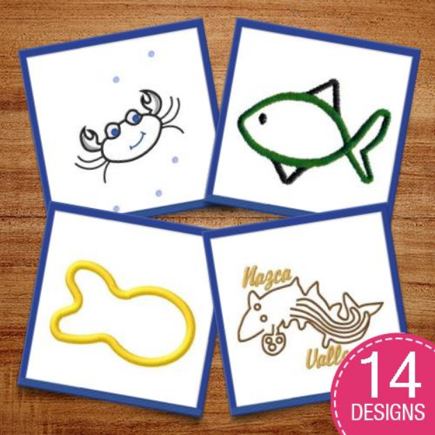 Picture of Underwater Animals Embroidery Design Pack