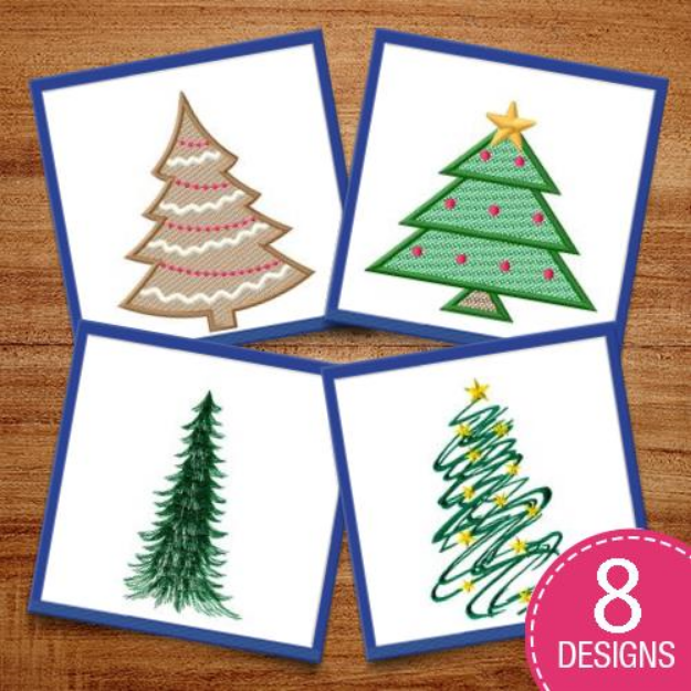 Picture of Christmas Holiday Trees Embroidery Design Pack