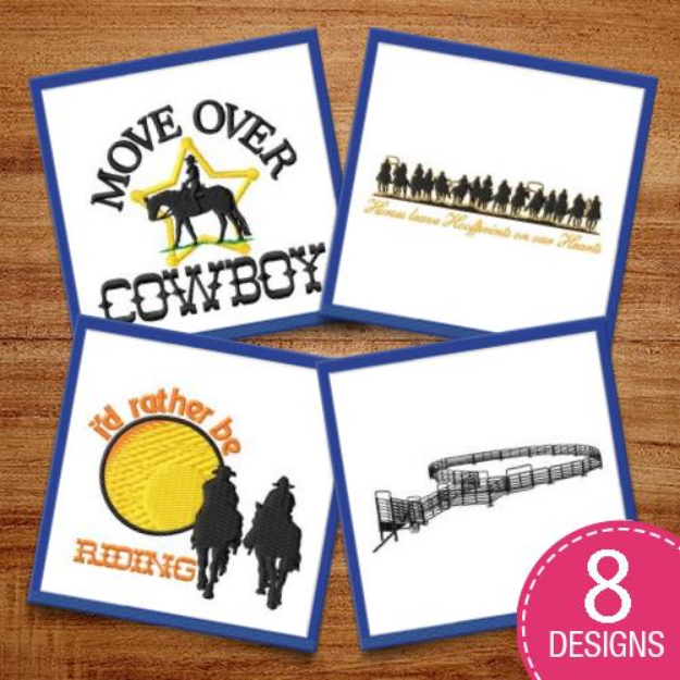 Picture of Move Over Cowboy Embroidery Design Pack