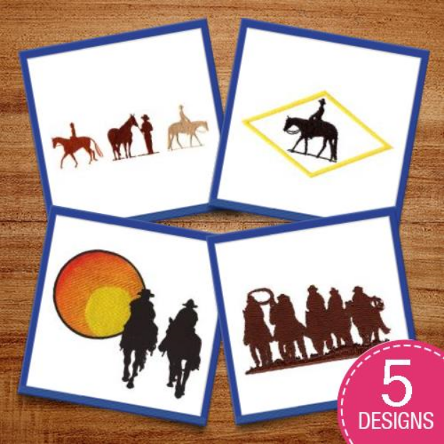 Picture of Cowboy Silhouettes Embroidery Design Pack